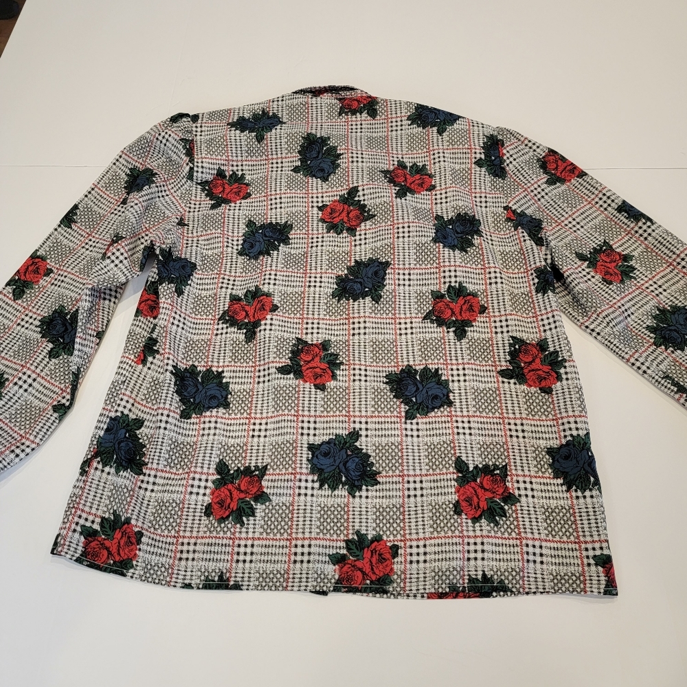 Vintage Leslie Fay Sportswear Floral Gingham Puff Sleeve Tie Button Up Top NWT! - Picture 14 of 16